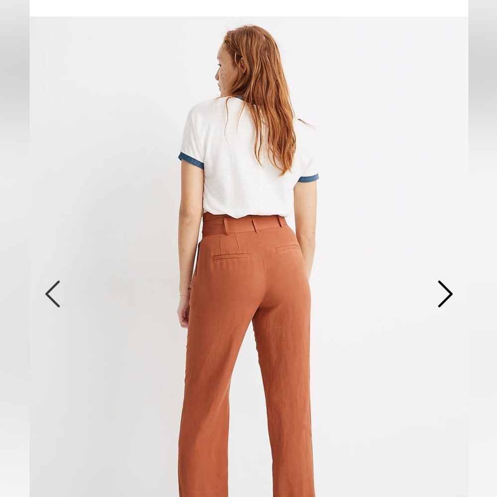 NEW • Madewell • Women’s Linen-Blend Paperbag Pants Burnt Orange 10 / 14 - Picture 2 of 7